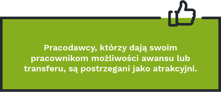 Pracodawcy, którzy dają swoim pracownikom możliwości awansu lub transferu, są postrzegani jako atrakcyjni.
