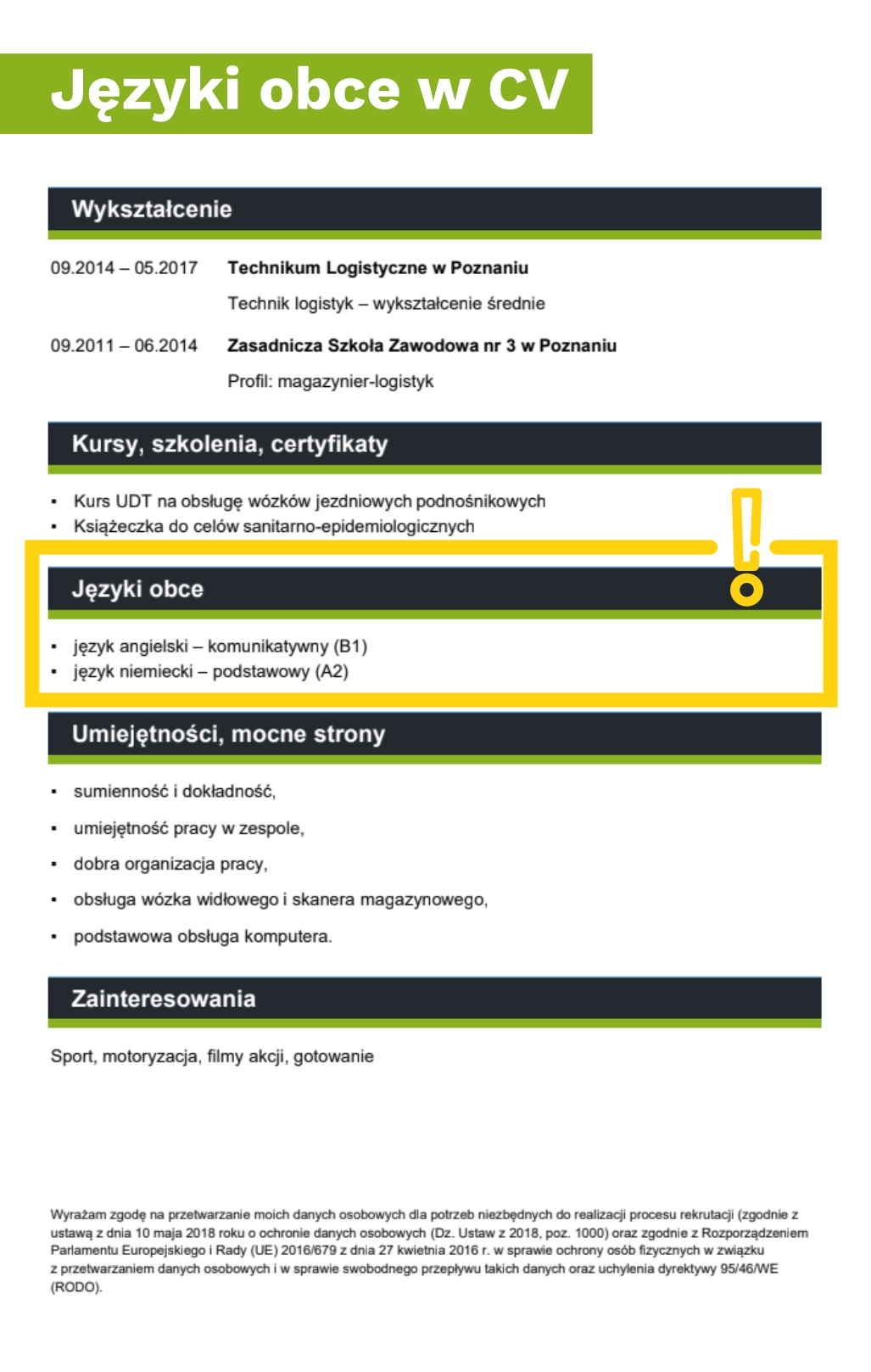 Języki obce w CV