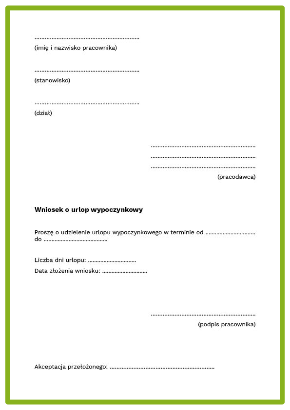 Wzór wniosku o urlop wypoczynkowy
