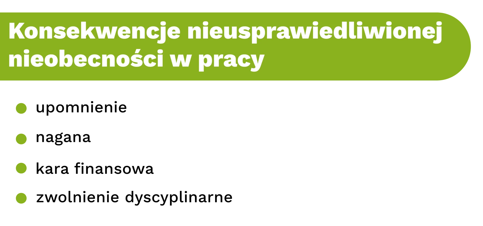 Konsekwencje nieusprawiedliwionej nieobecności w&nbsp;pracy upomnienie nagana kara finansowa zwolnienie dyscyplinarne